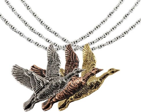Canadian Goose Pendant, Pewter, 1.75 Inches, 100% Handmade in the USA, Bird, Flying, Realistic, Metal, Necklace, Charm, Over 3100 Unique Designs in Saudi Arabia