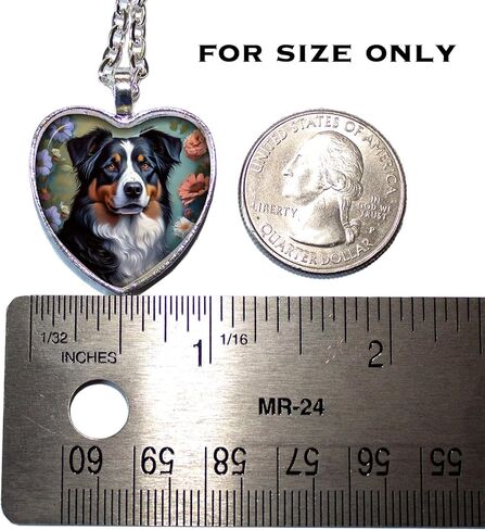 Super Cute Tri-color Aussie Shepherd Doggie - Handmade HEART-shaped glass pendant necklace jewelry in Saudi Arabia