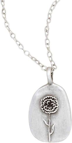 LISA LEONARD DESIGNS Pewter Birth Flower Pendant Necklace Minimalist Jewelry Necklaces For Women Gift For Her Dainty Necklaces in Kuwait