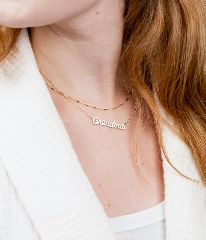 Grandma Necklace | Handmade in the USA, 14K Gold Fill Chain & Plated Charm in Saudi Arabia