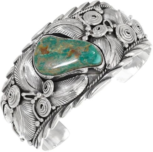 Alltribes Navajo Genuine Nevada Royston Turquoise Sterling Cuff Hammered Silver Bracelet 0276 in Saudi Arabia