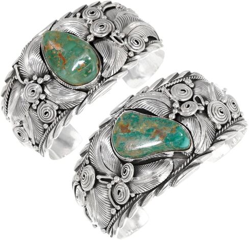 Alltribes Navajo Genuine Nevada Royston Turquoise Sterling Cuff Hammered Silver Bracelet 0276 in Saudi Arabia