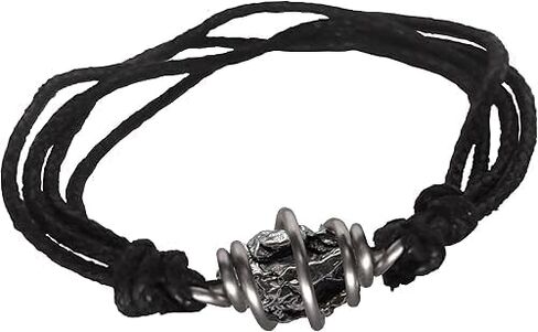 Real Raw CampoDelCielo Meteorite Nugget Wire Wrapped Cage Bracelet- Copper-Bronze-Stainless Steel-Silver-14K Gold-14K Rose Gold-on a Leather or Waxed Cord Adjustable Friendship Bracelet- Mens Womens in Saudi Arabia