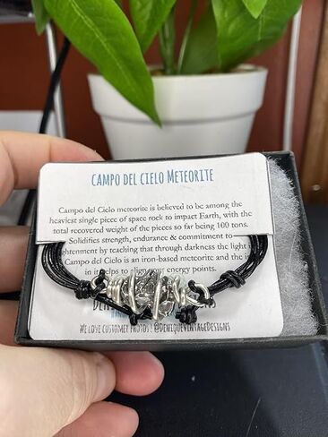 Real Raw CampoDelCielo Meteorite Nugget Wire Wrapped Cage Bracelet- Copper-Bronze-Stainless Steel-Silver-14K Gold-14K Rose Gold-on a Leather or Waxed Cord Adjustable Friendship Bracelet- Mens Womens in Saudi Arabia