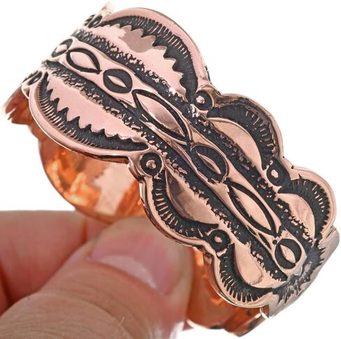 Alltribes Navajo Hammered Copper Tribal Cuff Traditional Pattern Heavy Gauge Mens Bracelet 80380 in Saudi Arabia