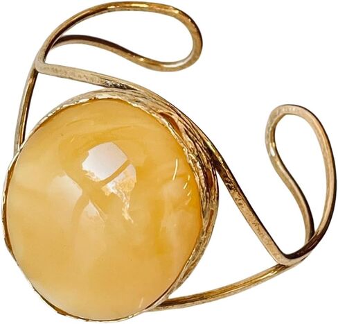 Natural Yellow Baltic Amber Bracelets in Gold Surrounds, Elegant Bracelet with Amber Stone in Saudi Arabia