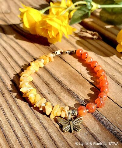 Yellow Jade Uncut and Round Beads Bracelet - Yellow Orange in Saudi Arabia