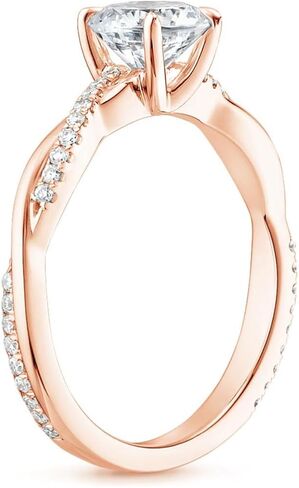 Handmade 3 CT Cushion Cut Colorless Moissanite Engagement Ring for Women Solitaire Wedding Ring Petite Twisted Shank Bridal Anniversary Ring Promise Gifts Her 10K/14K/18K Solid Rose Gold in Kuwait