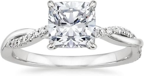 Handmade 2 CT Cushion Cut Colorless Moissanite Engagement Ring for Women Solitaire Wedding Ring Petite Twisted Shank Bridal Anniversary Ring Promise Gifts 10K/14K/18K Solid White Gold in Kuwait