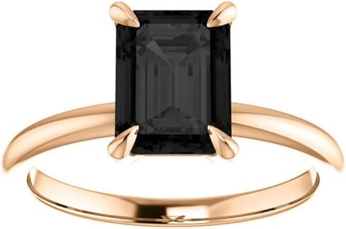 1CT-3CT Emerald Cut Black Diamond Engagement Ring Solitaire Black Onyx Anniversary Ring for Women Promise Gifts for Her 925 Silver/10K/14K/18K Gold in Kuwait