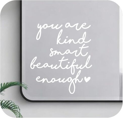 عبوتان من ملصقات مرآة التأكيد الإيجابية، ملصقات ديكور حائط من الفينيل لمرايا الرؤية الخلفية للحمام والسيارة، اقتباسات ثقة لديكور الحائط للأطفال والمراهقين، 6.3 × 5.7 بوصة (وردي) in Kuwait