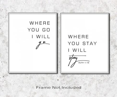TSDTUO Where You Go I Will Go Where You Stay I Will Stay - روث 1:16 هدية زفاف للذكرى السنوية المسيحية - ديكور جدار الكتاب المقدس للزواج، غير مؤطر (8x10 بوصة) in Kuwait
