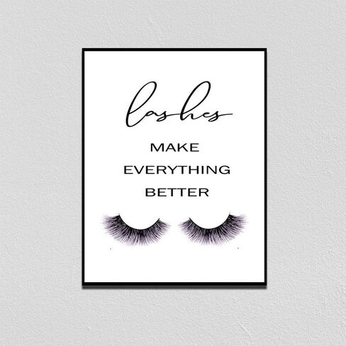 Eyelashes Decor girls room decor Lashes Make Everything Better, Glamour Decor, Bedroom Wall Decor, Inspirational Print, Makeup Lashes Art 8X10 Inch Prints No Framed in Saudi Arabia