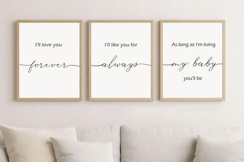Set Of 3 8X10 Inches Prints I'll Love You Forever Mailed Prints Nursery Wall Art, Nursery Decor, Baby Shower Gift, Baby Girl Nursery, Baby Boy Nursery No Framed in Saudi Arabia