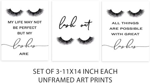 TSDTUO Lash out,Eyelashes Prints Set,Set Of 3,Lashes Print,Lash Decor,Beauty Salon Decor,Lashes Studio,Lash room decor,My life may not be perfect 11X14inch Noframed in Saudi Arabia