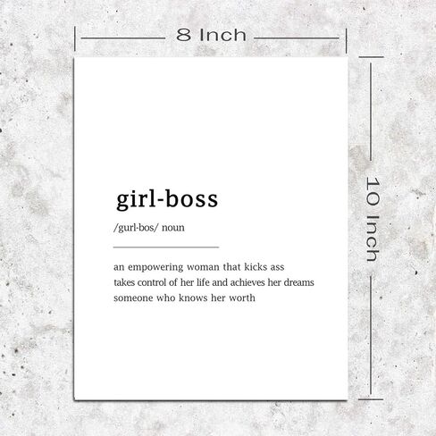 Girl Boss Definition,Typography,Minimalist Print,Modern Wall Art,Office Decor,Girl Boss Print,Feminist Wall Art,Feminist Quote,Boss Babe Gift for Boss Lady 8x10inches Unframed in Saudi Arabia