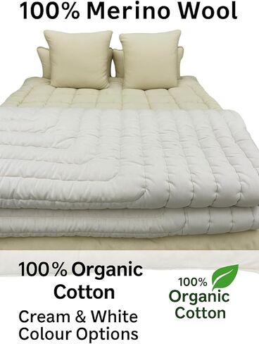 WOOLEXPERTTurkey Handmade Merino Wool Duvet Comforter–%100 Turkish Wool Filling-Winter Cream&White Colour Options–Crib,Twin,Queen,King US Sizes–Natural Bedding (White, Queen) in Saudi Arabia