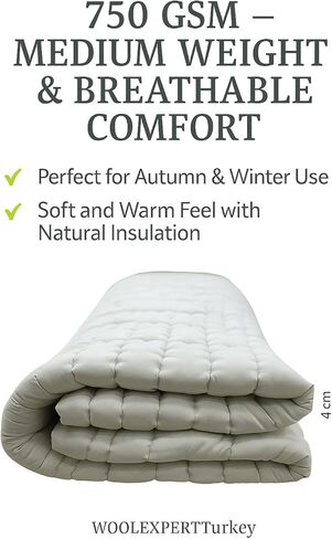 WOOLEXPERTTurkey Handmade Merino Wool Duvet Comforter–%100 Turkish Wool Filling-Winter Cream&White Colour Options–Crib,Twin,Queen,King US Sizes–Natural Bedding (White, Queen) in Saudi Arabia