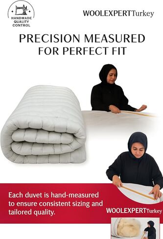 WOOLEXPERTTurkey Handmade Merino Wool Duvet Comforter–%100 Turkish Wool Filling-Winter Cream&White Colour Options–Crib,Twin,Queen,King US Sizes–Natural Bedding (White, Queen) in Saudi Arabia