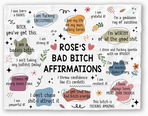 Bad Bitch Affirmations Blanket Funny Self Love Blanket Gift for Coworkers Friends Boss Gift Bad B*Tch Gifts Badass Affirmations Gifts for Women Girls Daily Reminder Personalized Blankets in Saudi Arabia