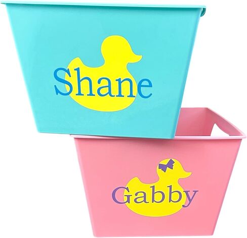 Personalized Yellow Rubber Duck Basket - Custom Baby Shower Name Basket - Birthday Ducky Ducking Gift in Saudi Arabia