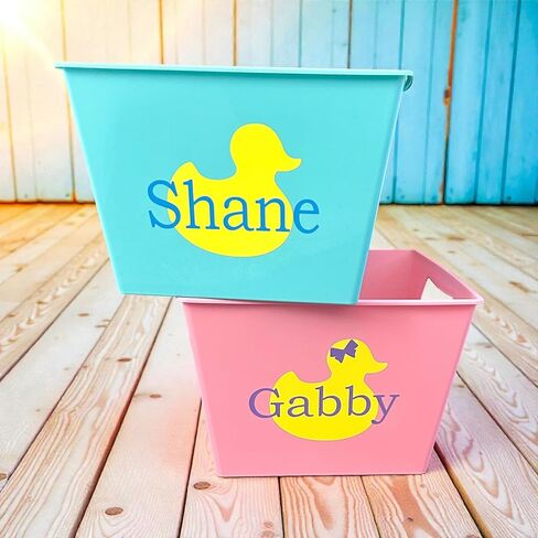 Personalized Yellow Rubber Duck Basket - Custom Baby Shower Name Basket - Birthday Ducky Ducking Gift in Saudi Arabia