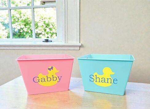 Personalized Yellow Rubber Duck Basket - Custom Baby Shower Name Basket - Birthday Ducky Ducking Gift in Saudi Arabia