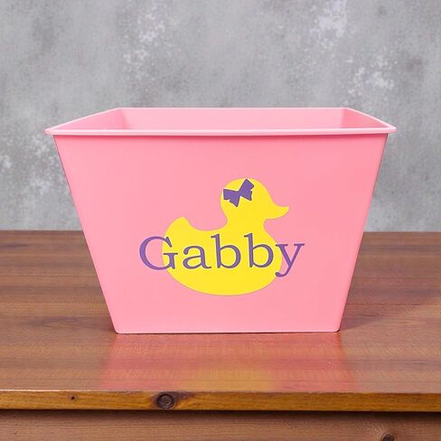 Personalized Yellow Rubber Duck Basket - Custom Baby Shower Name Basket - Birthday Ducky Ducking Gift in Saudi Arabia