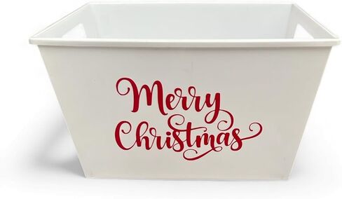 Personalized Merry Christmas Red Gift Basket - Plastic Custom Xmas Winter Bin - Holiday Minimalist Decor in Saudi Arabia