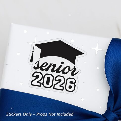 Senior 2026 Graduation Stickers - 120pcs Transparent Irregular Die-Cut Grad Stickers with Grad Cap Design, Perfect for Class of 2026 Party Favors, Envelop Seals, Easy Peel & Stick, 2" (Black Foil) in Saudi Arabia
