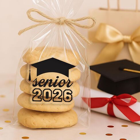 Senior 2026 Graduation Stickers - 120pcs Transparent Irregular Die-Cut Grad Stickers with Grad Cap Design, Perfect for Class of 2026 Party Favors, Envelop Seals, Easy Peel & Stick, 2" (Black Foil) in Saudi Arabia