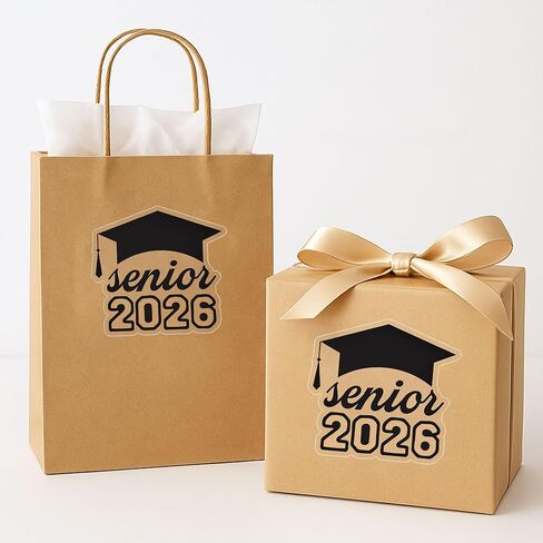 Senior 2026 Graduation Stickers - 120pcs Transparent Irregular Die-Cut Grad Stickers with Grad Cap Design, Perfect for Class of 2026 Party Favors, Envelop Seals, Easy Peel & Stick, 2" (Black Foil) in Saudi Arabia