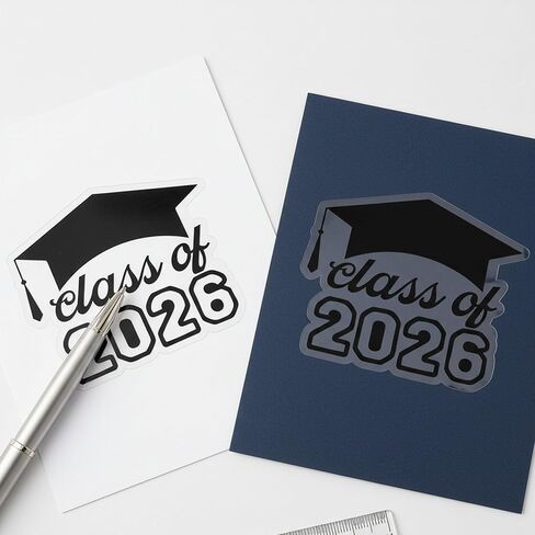 ملصقات قبعة التخرج لعام 2026 - 120 قطعة من ملصقات التخرج الشفافة المقطوعة بالقالب، مثالية لحفلات التخرج لعام 2026، والمغلف، والهدايا والديكورات، 2 بوصة (رقائق معدنية سوداء) in Saudi Arabia