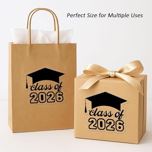 ملصقات قبعة التخرج لعام 2026 - 120 قطعة من ملصقات التخرج الشفافة المقطوعة بالقالب، مثالية لحفلات التخرج لعام 2026، والمغلف، والهدايا والديكورات، 2 بوصة (رقائق معدنية سوداء) in Saudi Arabia