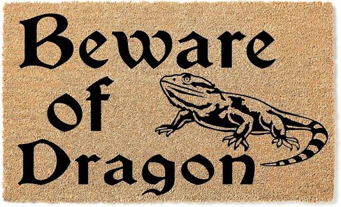 Doormat Beware of Bearded Dragon | Funny Welcome Mat Housewarming Gift Closing Last Name Door Beardie stk1926 in Saudi Arabia