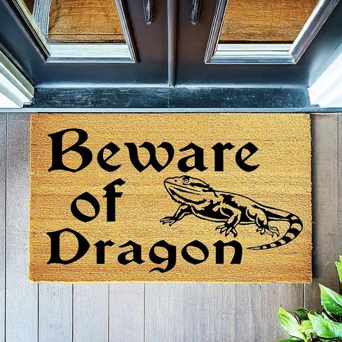 Doormat Beware of Bearded Dragon | Funny Welcome Mat Housewarming Gift Closing Last Name Door Beardie stk1926 in Saudi Arabia
