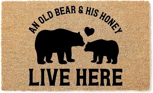 Doormat an Old Bear and His Honey Live Here | Cabin Decor Funny Welcome Mat Door Gift stk2057 in Saudi Arabia
