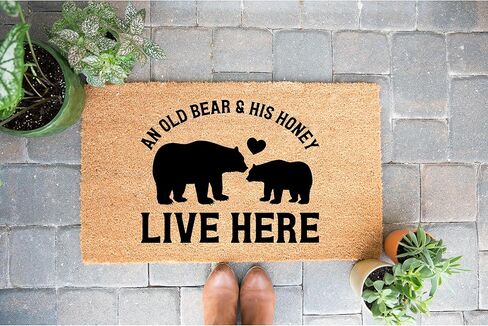 Doormat an Old Bear and His Honey Live Here | Cabin Decor Funny Welcome Mat Door Gift stk2057 in Saudi Arabia