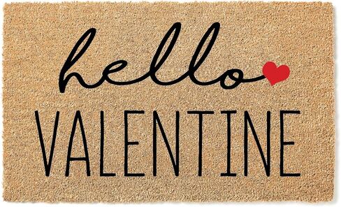 Doormat Hello Valentine | Valentines Day Gift Cute Valentine's for Her Heart Mat Welcome Door Front Love stk2081 in Saudi Arabia