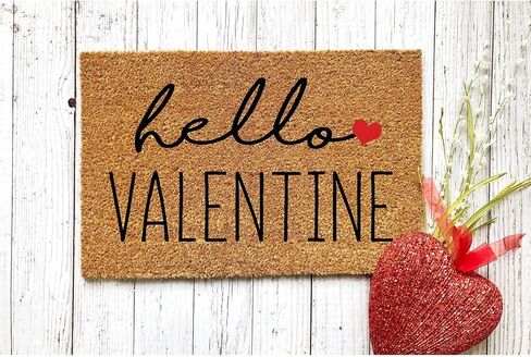 Doormat Hello Valentine | Valentines Day Gift Cute Valentine's for Her Heart Mat Welcome Door Front Love stk2081 in Saudi Arabia