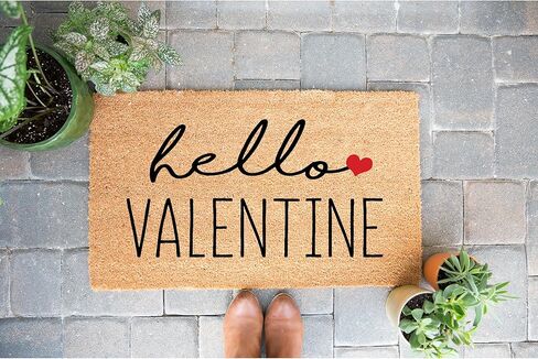 Doormat Hello Valentine | Valentines Day Gift Cute Valentine's for Her Heart Mat Welcome Door Front Love stk2081 in Saudi Arabia