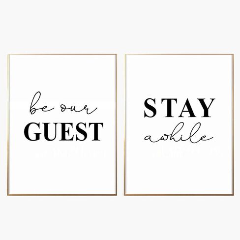 ديكور غرفة الضيوف، لافتة Be Our Guest، فن غرفة الضيوف، ديكور غرفة النوم، طباعة البقاء لحظة، ملصق حائط، لافتة طاولة الزفاف، 11 × 14 بوصة غير مؤطرة، مجموعة من 2 in Saudi Arabia