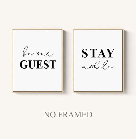ديكور غرفة الضيوف، لافتة Be Our Guest، فن غرفة الضيوف، ديكور غرفة النوم، طباعة البقاء لحظة، ملصق حائط، لافتة طاولة الزفاف، 11 × 14 بوصة غير مؤطرة، مجموعة من 2 in Saudi Arabia