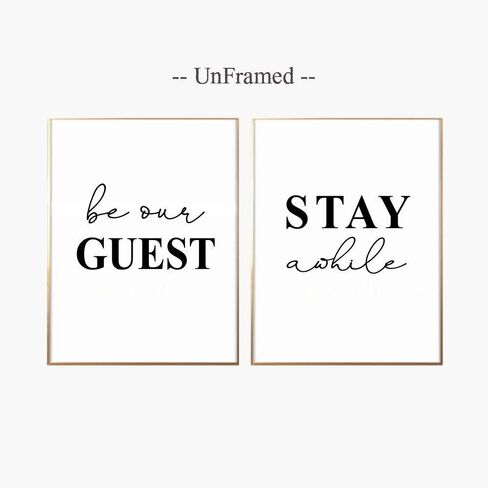 ديكور غرفة الضيوف، لافتة Be Our Guest، فن غرفة الضيوف، ديكور غرفة النوم، طباعة البقاء لحظة، ملصق حائط، لافتة طاولة الزفاف، 11 × 14 بوصة غير مؤطرة، مجموعة من 2 in Saudi Arabia