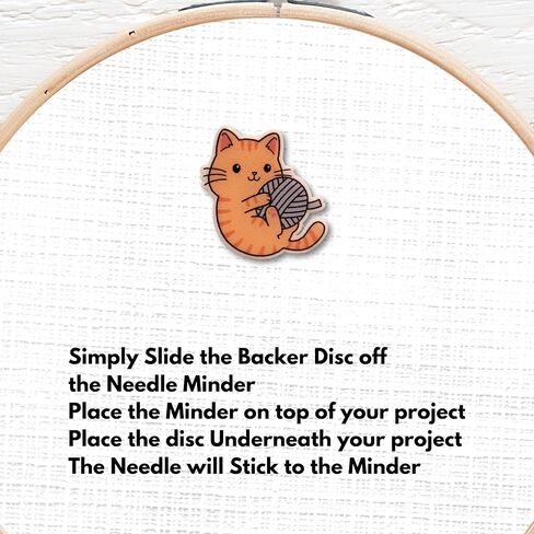 Cute Orange Cat with Yarn Magnetic Needle Minder – Cat Lover Gift for Cross Stitch, Embroidery, Quilting & Sewing – Strong Magnet Needle Holder Accessory in Saudi Arabia