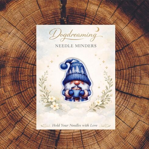 Blue Winter Gnome Needle Minder with Hot Cocoa – Magnetic Needle Holder for Cross Stitch, Embroidery & Sewing – Cozy Christmas Gnome Needle Magnet in Saudi Arabia