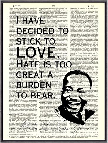 مارتن لوثر كينغ جونيور MLK طباعة فنية ملهمة للقاموس - فن جداري عتيق معاد تدويره للمكتب المنزلي - ديكور اقتباس أدبي للتاريخ الأمريكي الأفريقي الأسود - ملصق MLK عمل فني تحفيزي - غير مؤطر in Kuwait