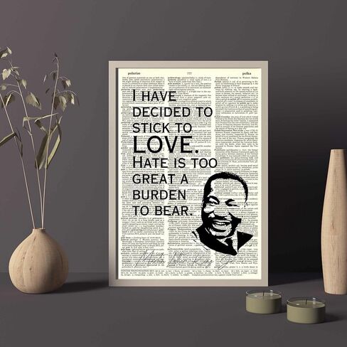 مارتن لوثر كينغ جونيور MLK طباعة فنية ملهمة للقاموس - فن جداري عتيق معاد تدويره للمكتب المنزلي - ديكور اقتباس أدبي للتاريخ الأمريكي الأفريقي الأسود - ملصق MLK عمل فني تحفيزي - غير مؤطر in Kuwait