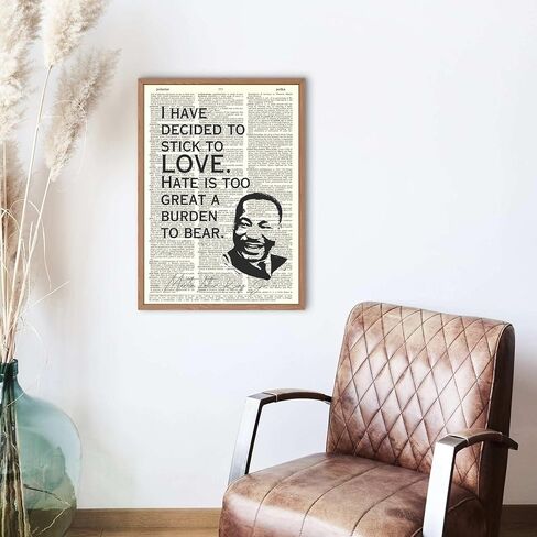 مارتن لوثر كينغ جونيور MLK طباعة فنية ملهمة للقاموس - فن جداري عتيق معاد تدويره للمكتب المنزلي - ديكور اقتباس أدبي للتاريخ الأمريكي الأفريقي الأسود - ملصق MLK عمل فني تحفيزي - غير مؤطر in Kuwait