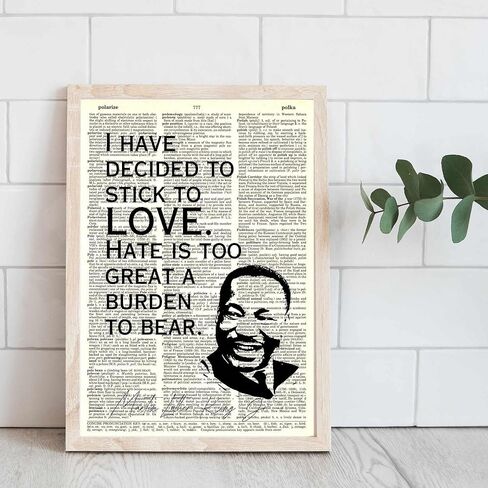 مارتن لوثر كينغ جونيور MLK طباعة فنية ملهمة للقاموس - فن جداري عتيق معاد تدويره للمكتب المنزلي - ديكور اقتباس أدبي للتاريخ الأمريكي الأفريقي الأسود - ملصق MLK عمل فني تحفيزي - غير مؤطر in Kuwait